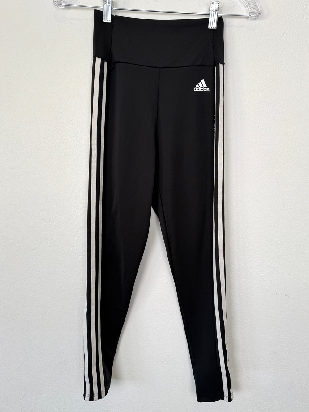 Adidas Size XS Black AEROREADY White Stripe High Rise Athletic Leggings